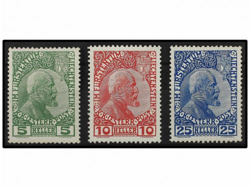 ** LIECHTENSTEIN. Mi. 1/3x. 1912. Complete set, never hinged