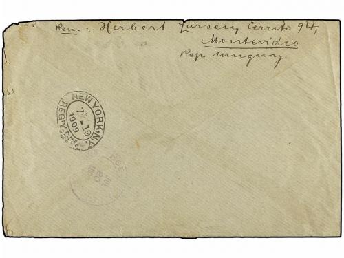 ✉ URUGUAY. 1909. MONTEVIDEO a U.S.A. Carta certificada, espe