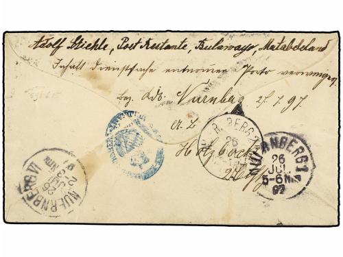 ✉ RHODESIA. 1897. BULABAYO to GERMANY. 6 p. lilac and rose. 