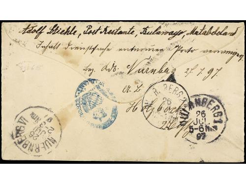 ✉ RHODESIA. Sg. 46. 1897. BULABAYO to GERMANY. 6 p. lilac an