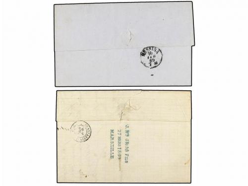 ✉ FRANCIA. Yv. 31, 32. 1869. MARSELLA a CONSTANTINOPLA. 2 ca