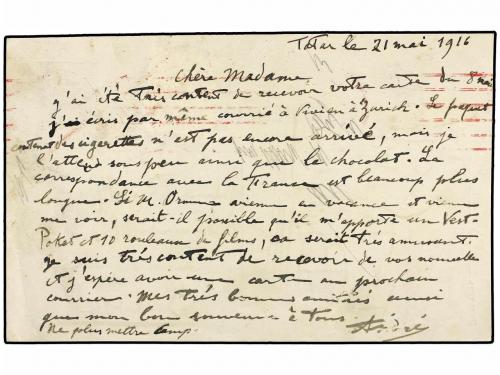 ✉ BULGARIA. 1916 (May 21st). Postal card from a French Priso