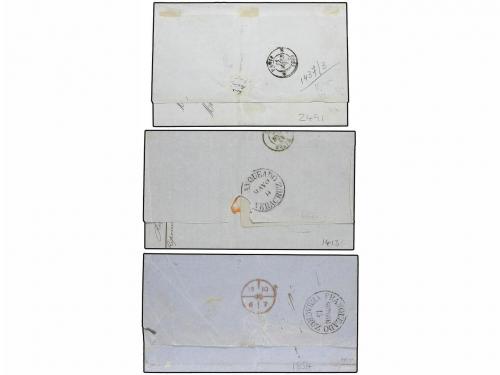 ✉ MEXICO. 1867-70. Conjunto de 3 cartas circuladas a FRANCIA