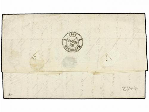 ✉ URUGUAY. 1872. MONTEVIDEO a FRANCIA. Fechador octogonal fr