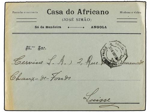 ✉ ANGOLA. 1933. MOSSAMEDES a SUIZA. 80 cts. verde y sello de