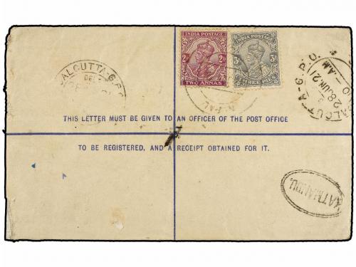 ✉ NEPAL. 1921. KATHMANDU to CALCUTTA. Indian registered enve