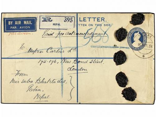 ✉ NEPAL. 1936 (15 Sept.). KATHMANDU to LONDON. Large indian 