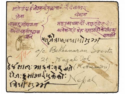 ¿ NEPAL. 1937 (5-8). GYANTSE (Tibet) to KATHMANDU. An underp