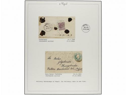 ✉ NEPAL. 1902-.1914. DELIVERY DATESTAMPS. Collection on seve