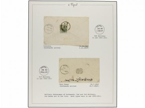 ✉ NEPAL. 1902-.1914. DELIVERY DATESTAMPS. Collection on seve