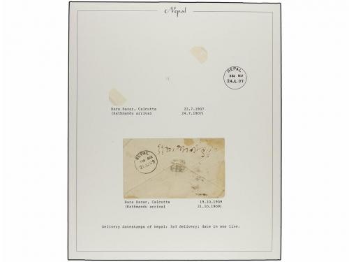 ✉ NEPAL. 1902-.1914. DELIVERY DATESTAMPS. Collection on seve
