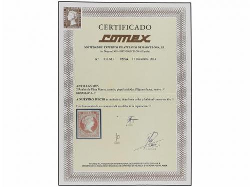 * COLONIAS ESPAÑOLAS: ANTILLAS. 2 reales carmín. Ejemplar de