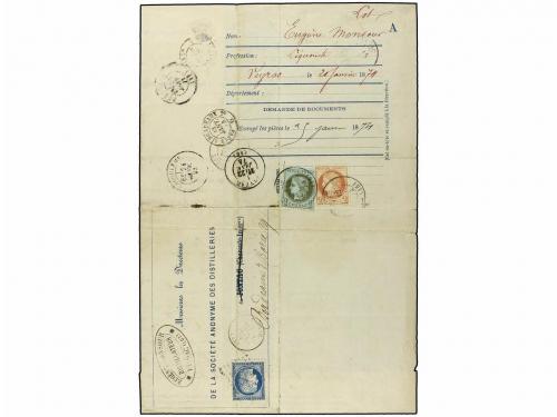 ✉ FRANCIA. 1874. VAYRAC a JONZAC. Devolución de una circular