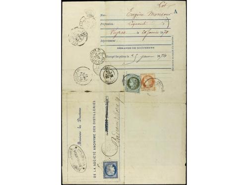 ✉ FRANCIA. Yv. 50, 51 + 60. 1874. VAYRAC a JONZAC. Devolució