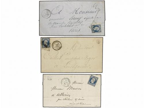 ✉ FRANCIA. 1853. 6 cartas con sello de 20 cts. azul, márgene