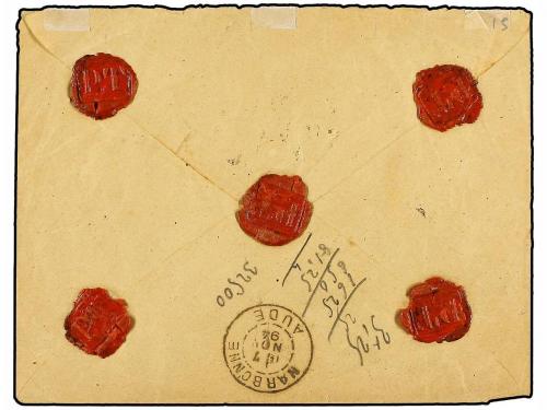 ✉ FRANCIA. 1894. MARSEILLA a NARBONA. 5 cts. verde, 25 cts. 