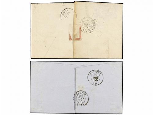 ✉ FRANCIA. Yv. 14, 31. 1855-1868. 2 cartas con sellos de 20 