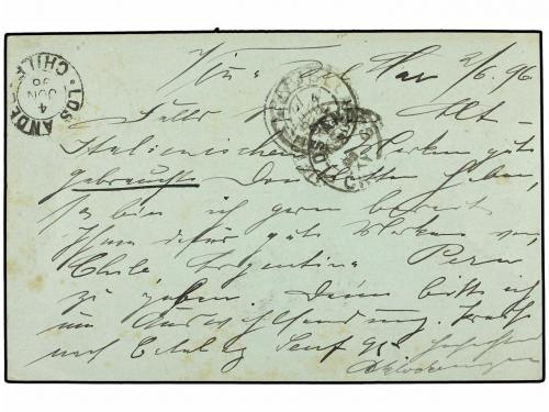 ✉ CHILE. 1890. SANTIAGO a AUSTRIA. Entero postal de 2 ctvos.