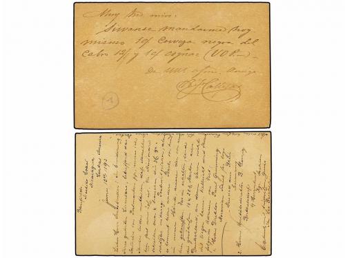 ✉ NICARAGUA. 1893. 2 Enteros Postales de 2 ctvos. azul y 3 c