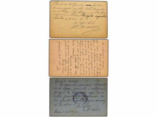 ✉ NICARAGUA. 1894-98. Tres Enteros Postales de 2 ctvos. azul