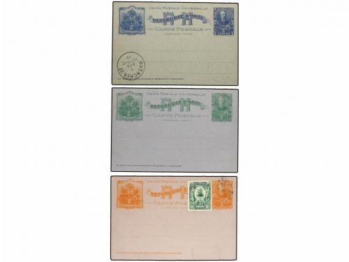 ¿ HAITI. 1899-1904. Tres Enteros Postales dobles de 1 + 1 ct