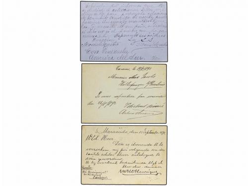 ✉ VENEZUELA. 1890-1892. Tres Enteros Postales de 10 ctvos. a