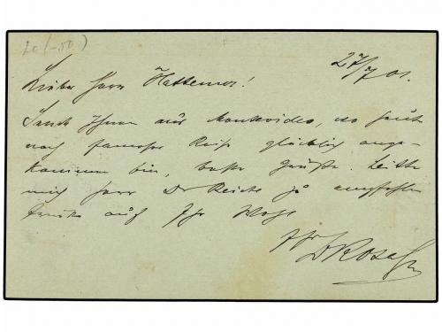 ✉ URUGUAY. 1901. MONTEVIDEO a ALEMANIA. Entero Postal de 3 c