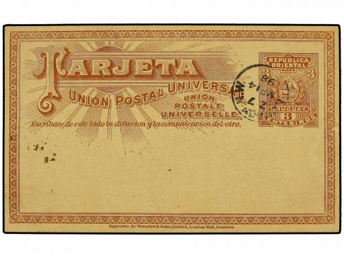 ✉ URUGUAY. 1898. MONTEVIDEO a LONDRES. Entero Postal doble d