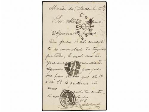 ✉ URUGUAY. 1882. MONTEVIDEO a BUENOS AIRES. Entero Postal de