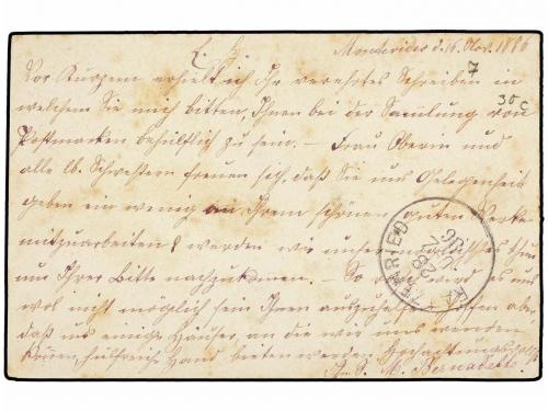 ✉ URUGUAY. 1886. MONTEVIDEO a ALEMANIA. Entero Postal de 3 c