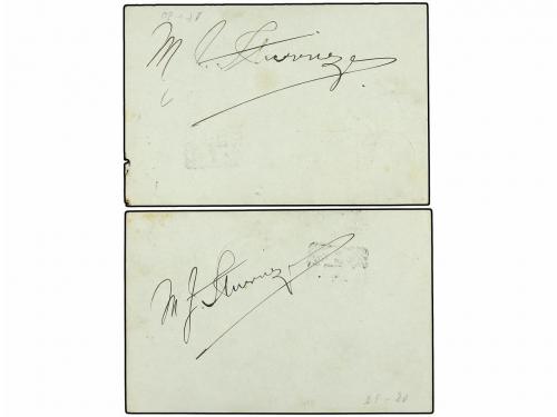 ✉ URUGUAY. 1902-1910. Cuatro Enteros Postales de 2 cts. azul