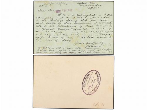 ✉ URUGUAY. 1902-1910. Cuatro Enteros Postales de 2 cts. azul