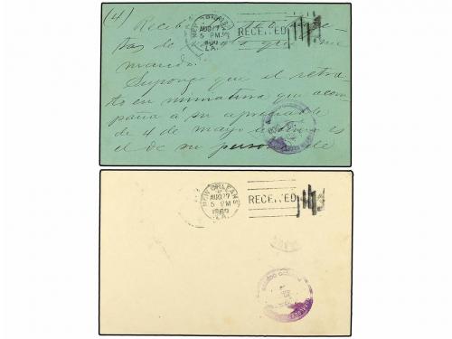 ✉ HONDURAS. 1900. Enteros Postales de 2 ctvos. naranja y 3 c