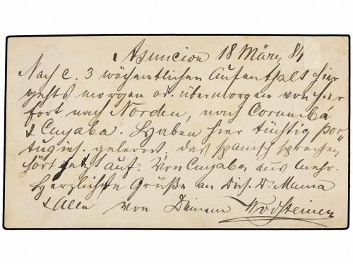 ¿ PARAGUAY. 1884. ASUNCIÓN a ALEMANIA. Entero Postal de 3 ct