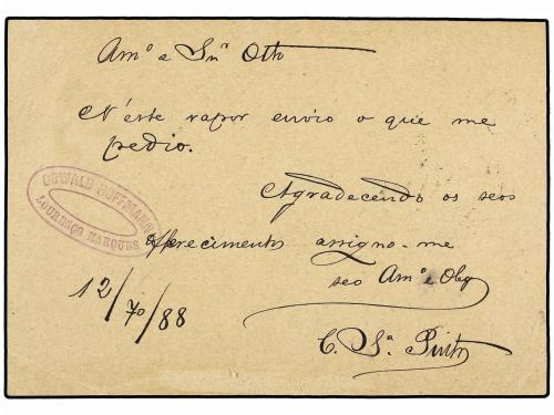 ✉ MOZAMBIQUE. 1888. LOURENÇO MARQUES a ALEMANIA. Entero post
