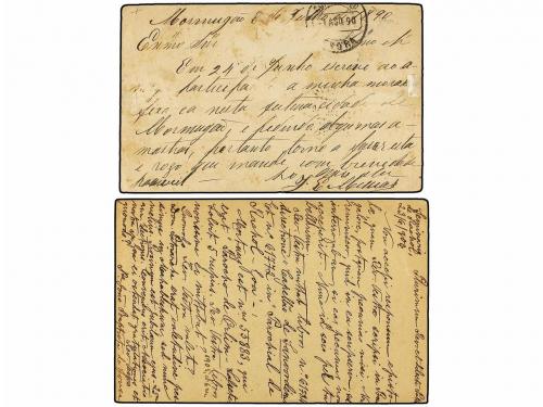 ✉ INDIA PORTUGUESA. 1890-1906. Dos Enteros Postales de 1 Tan