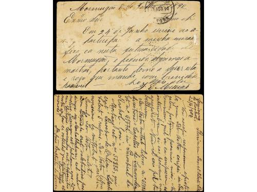 ✉ INDIA PORTUGUESA. 1890-1906. Dos Enteros Postales de 1 Tan
