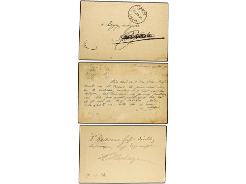 ✉ CABO VERDE. 1892-1904. Tres Enteros Postales de 10 reis az
