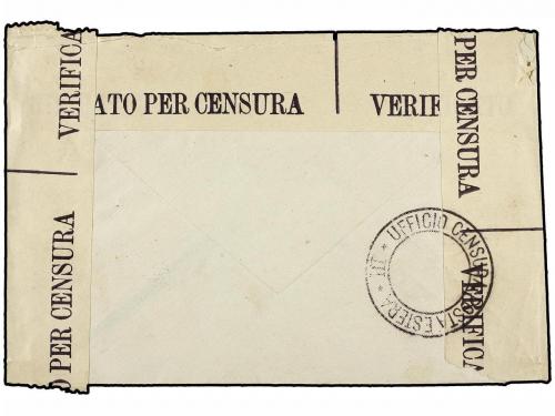 ✉ ITALIA. 1941. COMO a SUIZA. Precioso franqueo, etiqueta de
