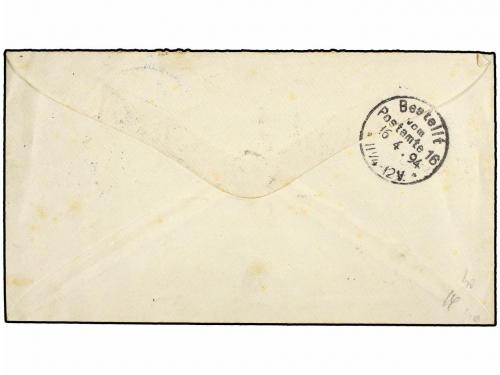 ✉ PERU. 1894. LIMA a ALEMANIA. Entero Postal de 20 ctvos. li