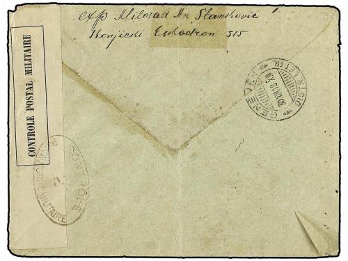 ✉ FRANCIA. 1918. POSTES SERBES. Circulada a GENEVE. 50 cts.,