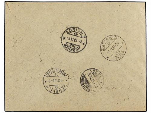 ✉ MARRUECOS FRANCES. 1923. RABAT a SUIZA. Carta certificada,