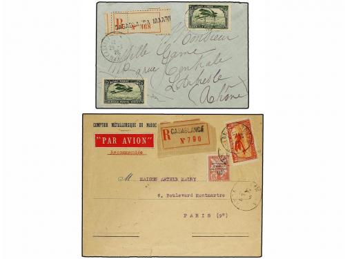 ✉ MARRUECOS FRANCES. 1921-27. Conjunto de 5 cartas certifica