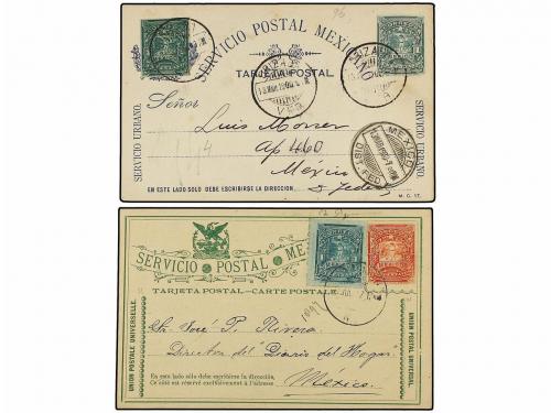 ✉ MEXICO. 1896-97. Cuatro Enteros Postales de 1 ctvo. y 2 ct