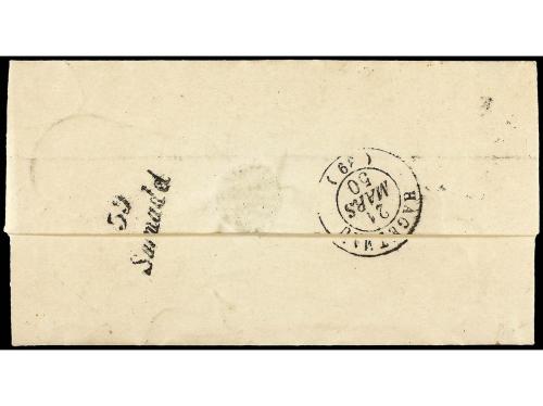 ✉ FRANCIA. 1850. PARÍS a HAGETMAU. Circulada sin sellos y ta