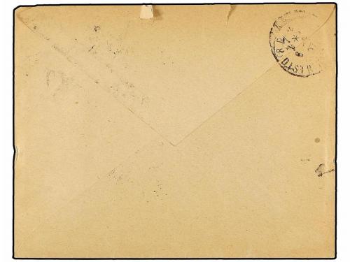 ✉ CHILE. 1907. TALCA a PARÍS. 5 ctvos. azul (2) y 15 ctvos. 