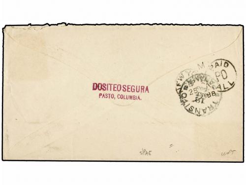✉ COLOMBIA. Sc. 131. 1888. PASTO a NEW YORK. 10 ctvos. naran