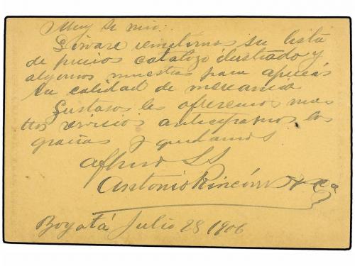 ✉ COLOMBIA. 1906. BOGOTÁ a ALEMANIA. Entero Postal de 2 ctvo