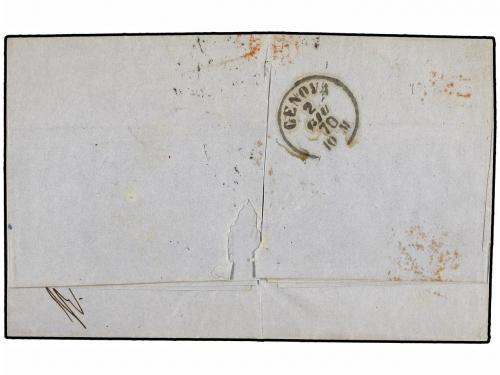 ✉ PORTUGAL. Af. 23 (3). 1870. LISBOA a GÉNOVA. 50 reis verde