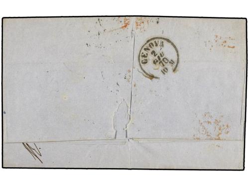 ✉ PORTUGAL. Af. 23 (3). 1870. LISBOA a GÉNOVA. 50 reis verde
